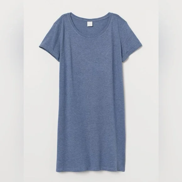 H&M | Dresses | Hm Basics Blue Melange Jersey Tshirt Dress Size Small |  Poshmark